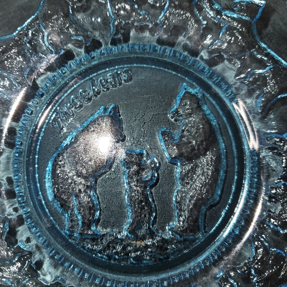 Tiara Indiana Blue Glass Nursery Rhyme Salad/ Desert/ Luncheon Plate set of 4 - Picture 9 of 14